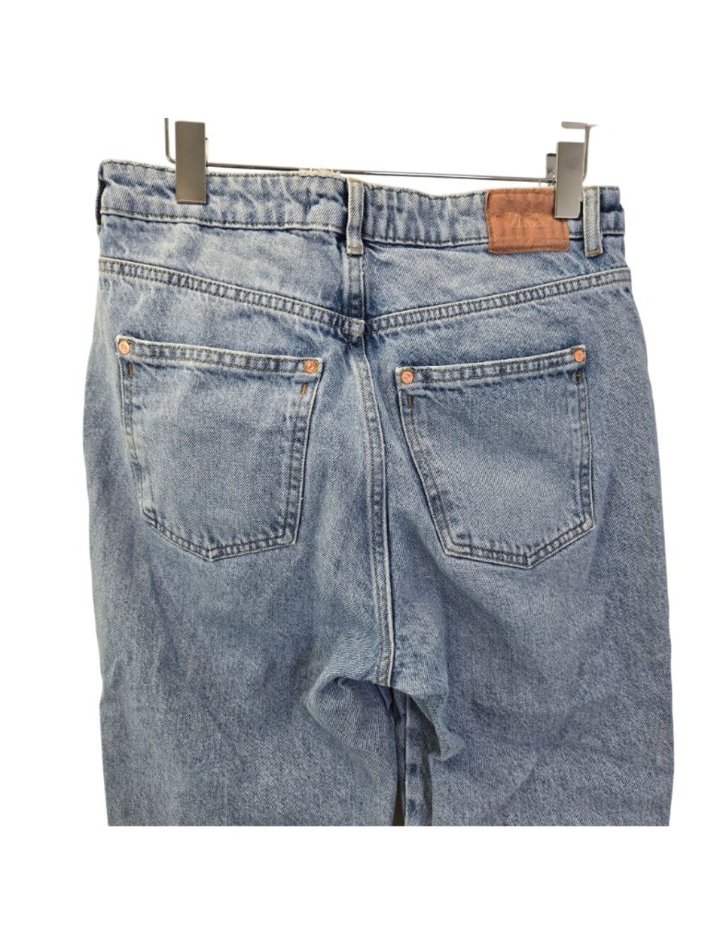Zara Straight Leg High Rise Raw Hem Jeans Size 8 - Picture 5 of 7